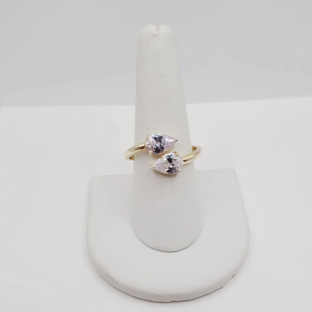 Pear Cut Bypass Ring | 925 Yellow Gold Plated Sterling Silver